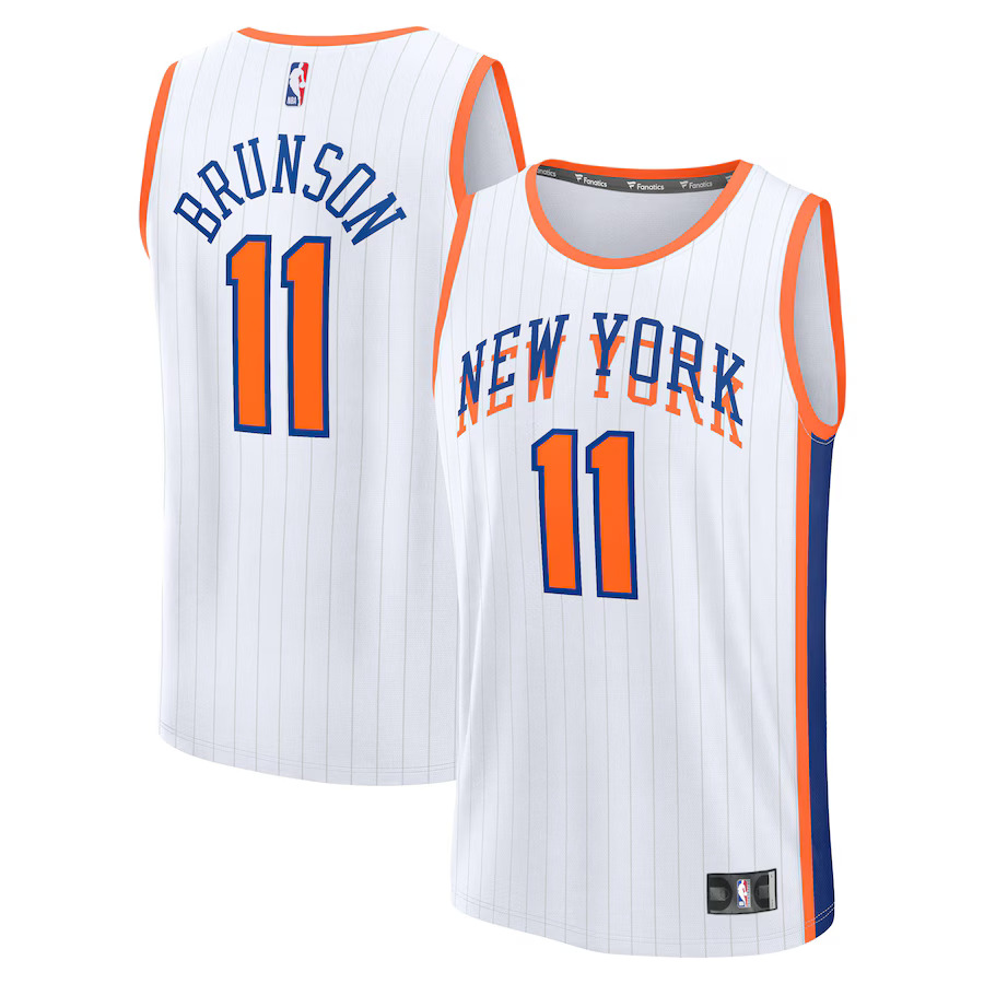 Men New York Knicks #11 Jalen Brunson Fanatics White City Edition 2024-25 Fast Break Player NBA Jersey->customized nba jersey->Custom Jersey